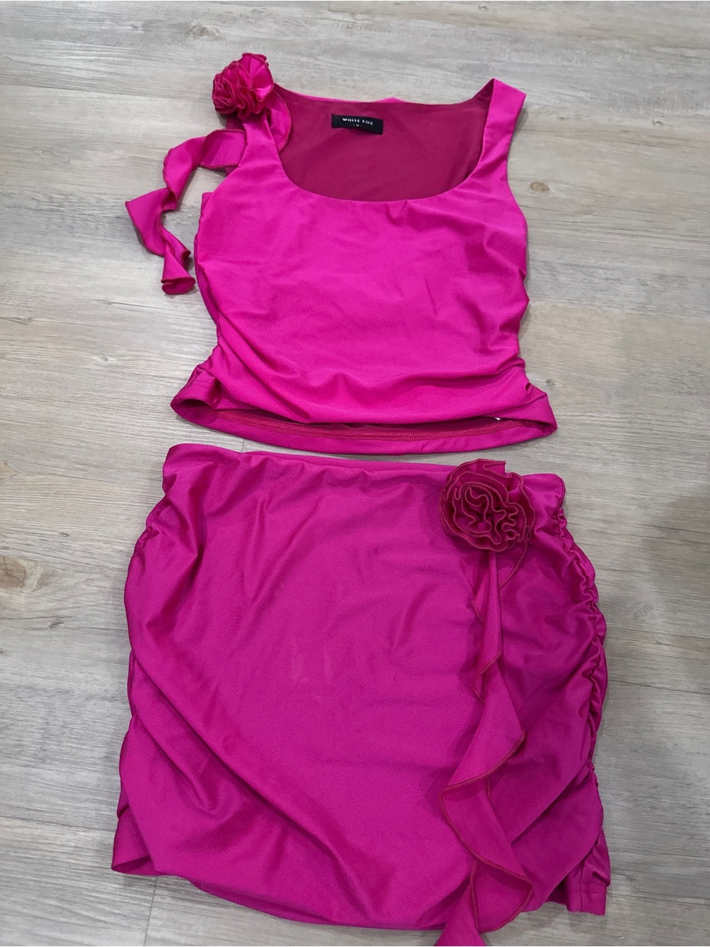 White Fox Boutique Hot Pink Two-Piece Ruffle Skirt Set